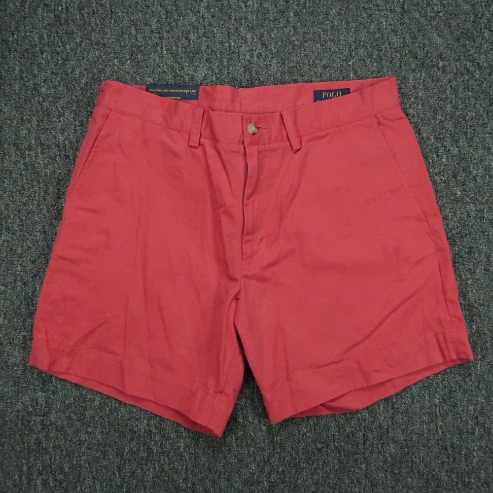 Polo Ralph Lauren Shorts Mens 33 Red Classic Fit Chino Flat Front 6"
